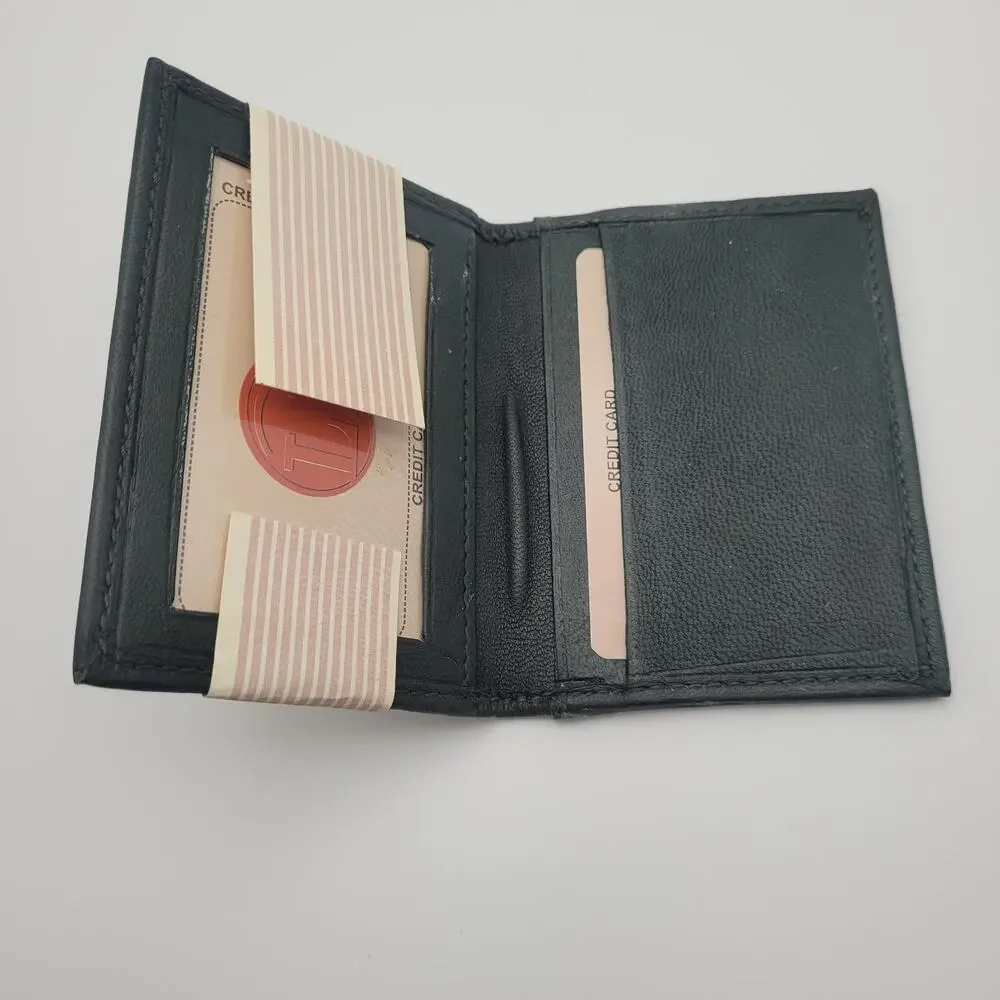 Green Leather Small Wallet Travel Organizer Card Slot Minimalist New Giftable
